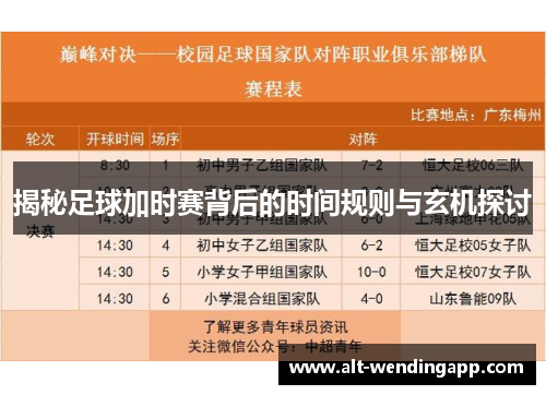 揭秘足球加时赛背后的时间规则与玄机探讨