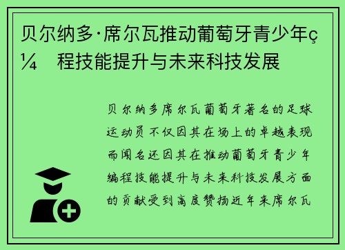 贝尔纳多·席尔瓦推动葡萄牙青少年编程技能提升与未来科技发展